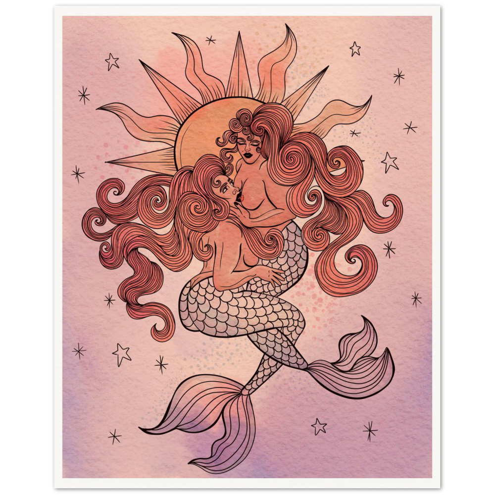 Mermaids in love- Archival Matte Paper Poster Print
