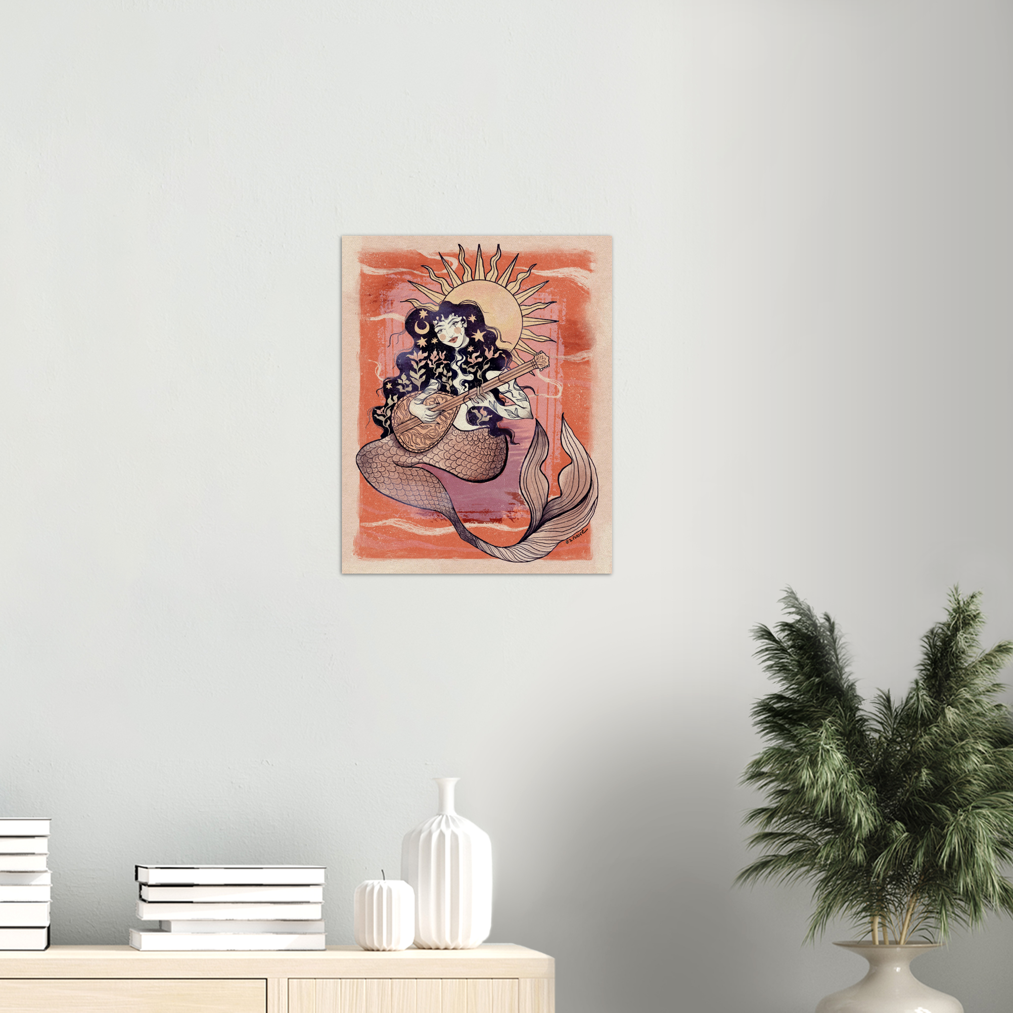 Mermaid playing the mpouzouki-Quality Matte Paper Poster