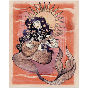 Open image in slideshow, Mermaid playing the mpouzouki-Quality Matte Paper Poster
